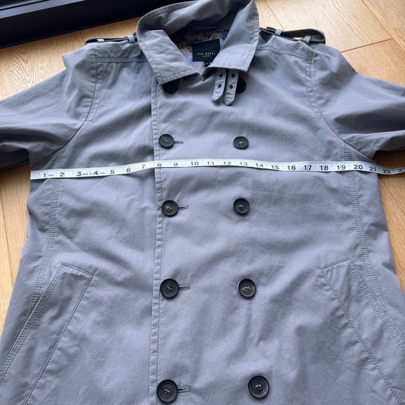 TED BAKER LONDON GREY DOUBLE BREASTED TRENCH COAT - 4 - Picture 15 of 17